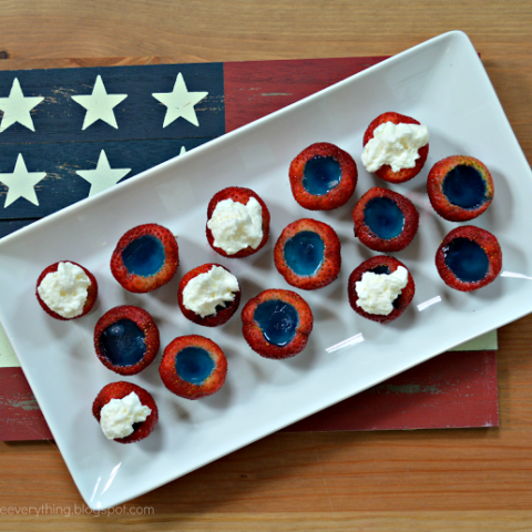 Red, White & Blue Strawberry Gelatin Shots!
