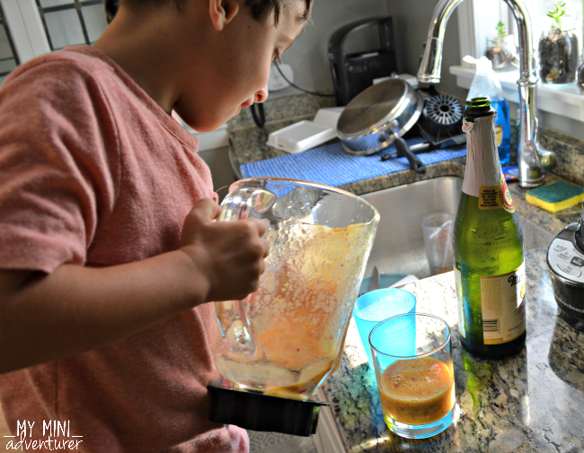 peach bellini pouring
