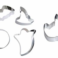 Halloween Cookie Cutters - Stainless Steel 5 Piece Set (Pumpkin, Ghost, Cat, Bat, Witch's Hat)